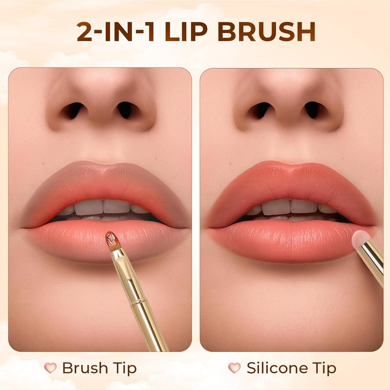 Unaone 2Packs Lip Brush for Lipstick, Dual-Ended Silicone & Bristle Tips Lip Makeup Brush, Lipstick Brush for Lip Gloss - Image 2